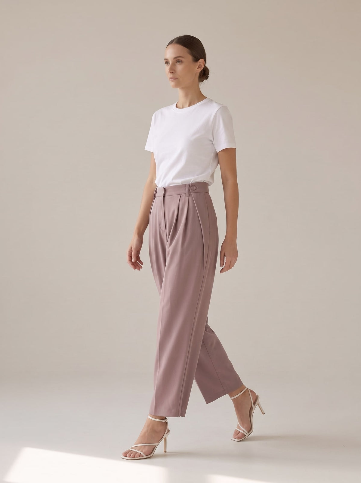PANTALONI DRITTO CON PINCES Rosa - in movimento - IRONICA