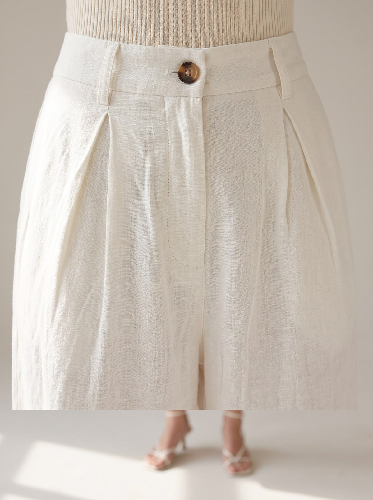PANTALONI WIDE LEG CON PINCES Bianco - dettaglio - IRONICA