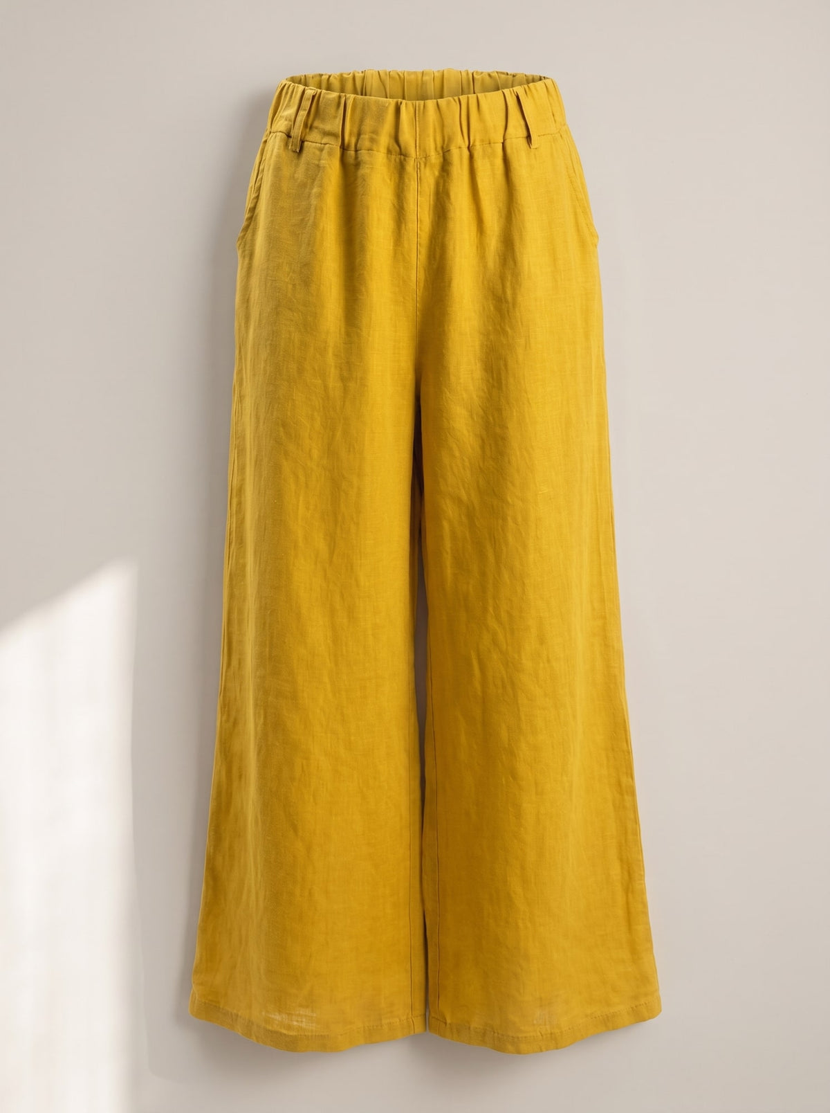 PANTALONI WIDE LEG IN LINO Senape - still life - IRONICA