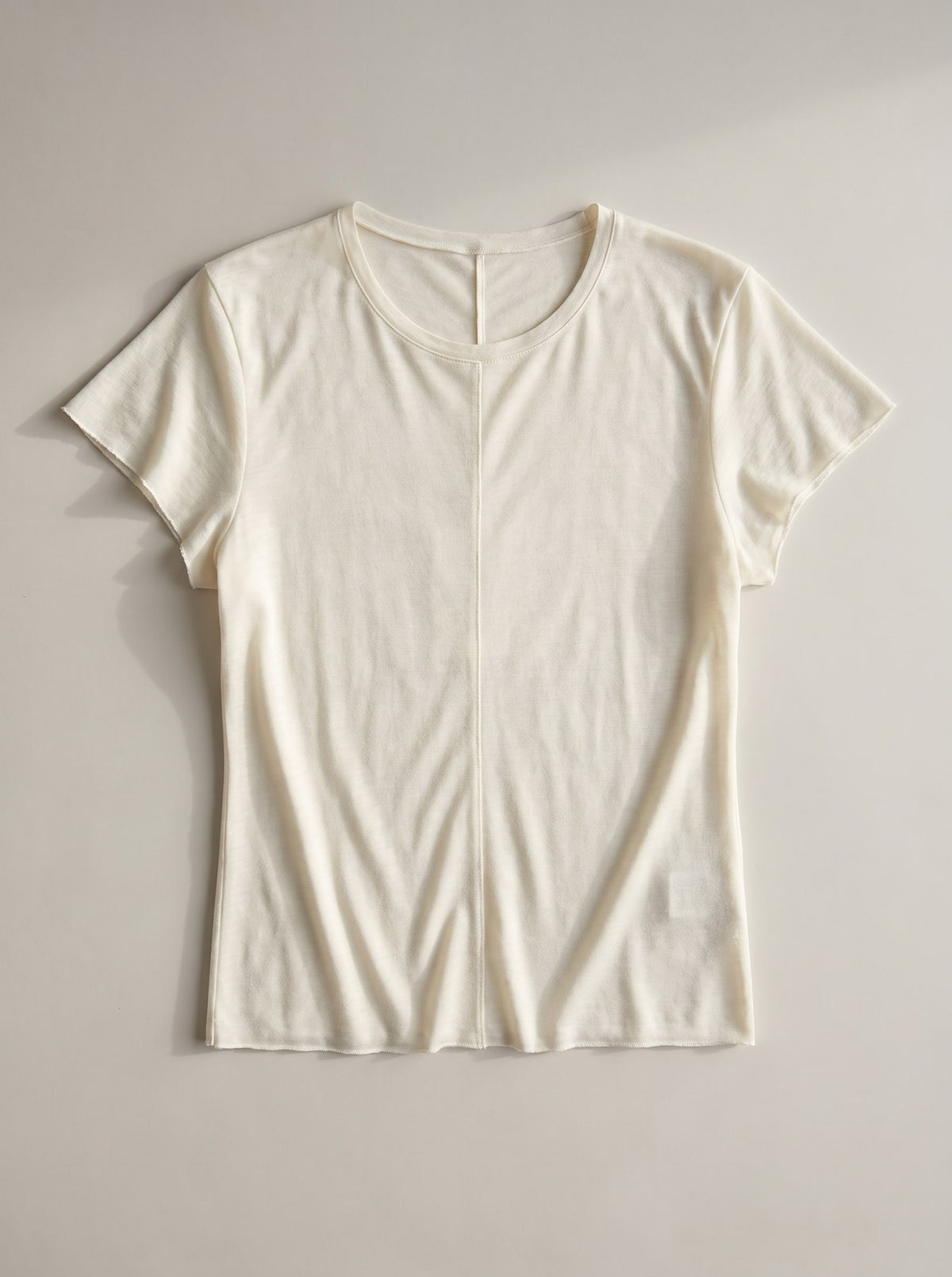 T-SHIRT FLUIDA IN TENCEL E LANA Avorio - still life - IRONICA