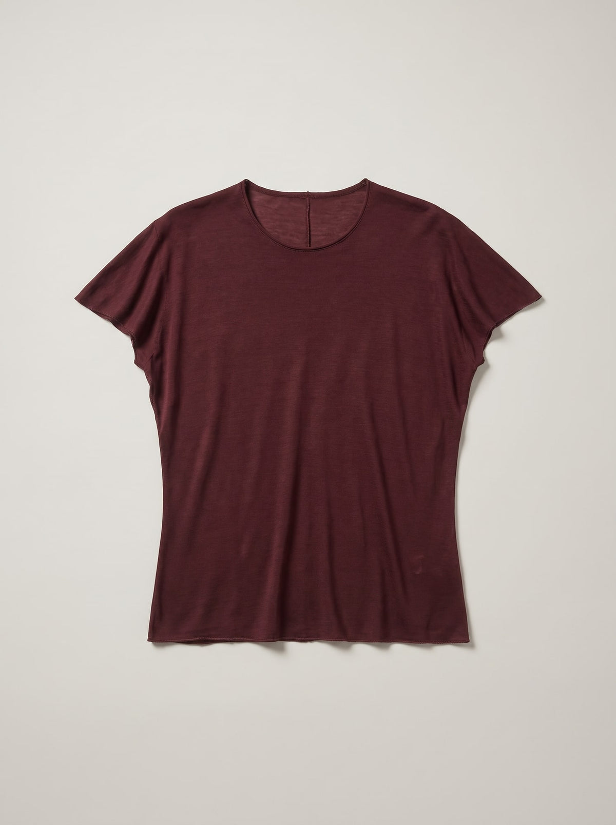 T-SHIRT FLUIDA IN TENCEL E LANA Bordeaux - still life - IRONICA