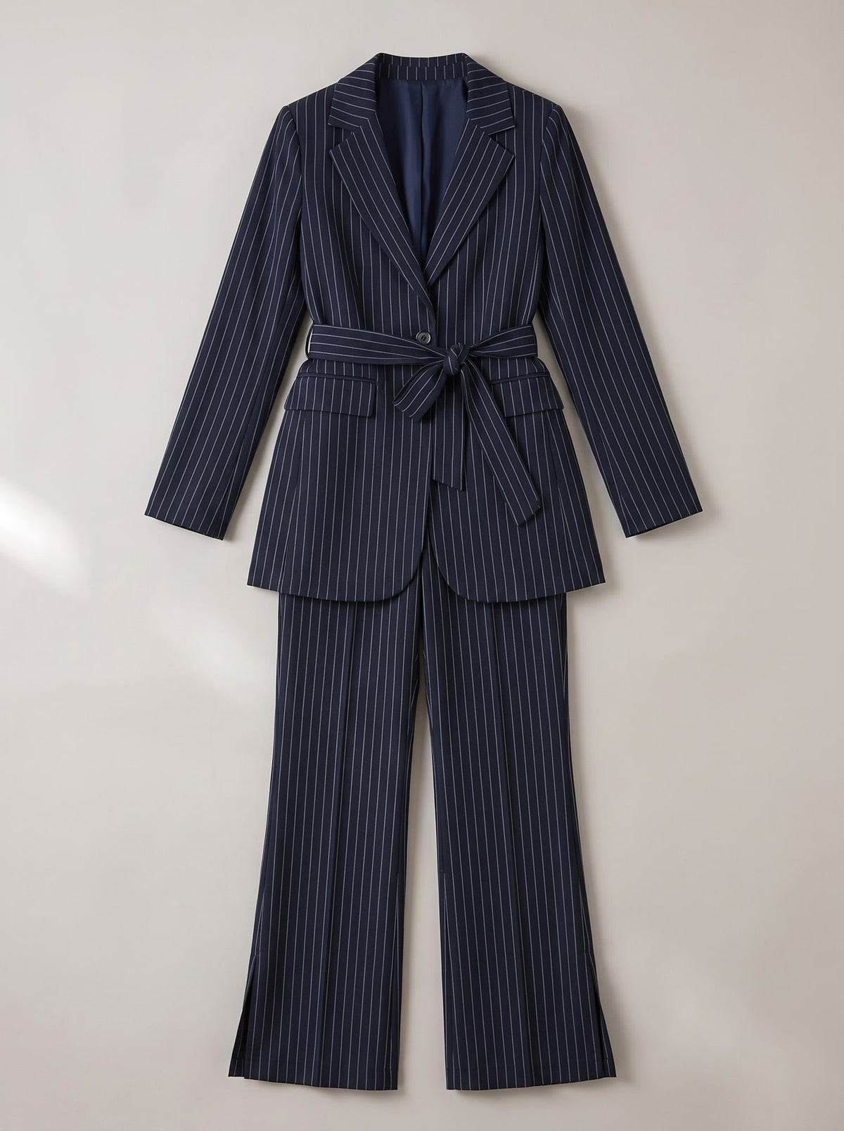 TAILLEUR GESSATO CON CINTURA Blu - still life - IRONICA