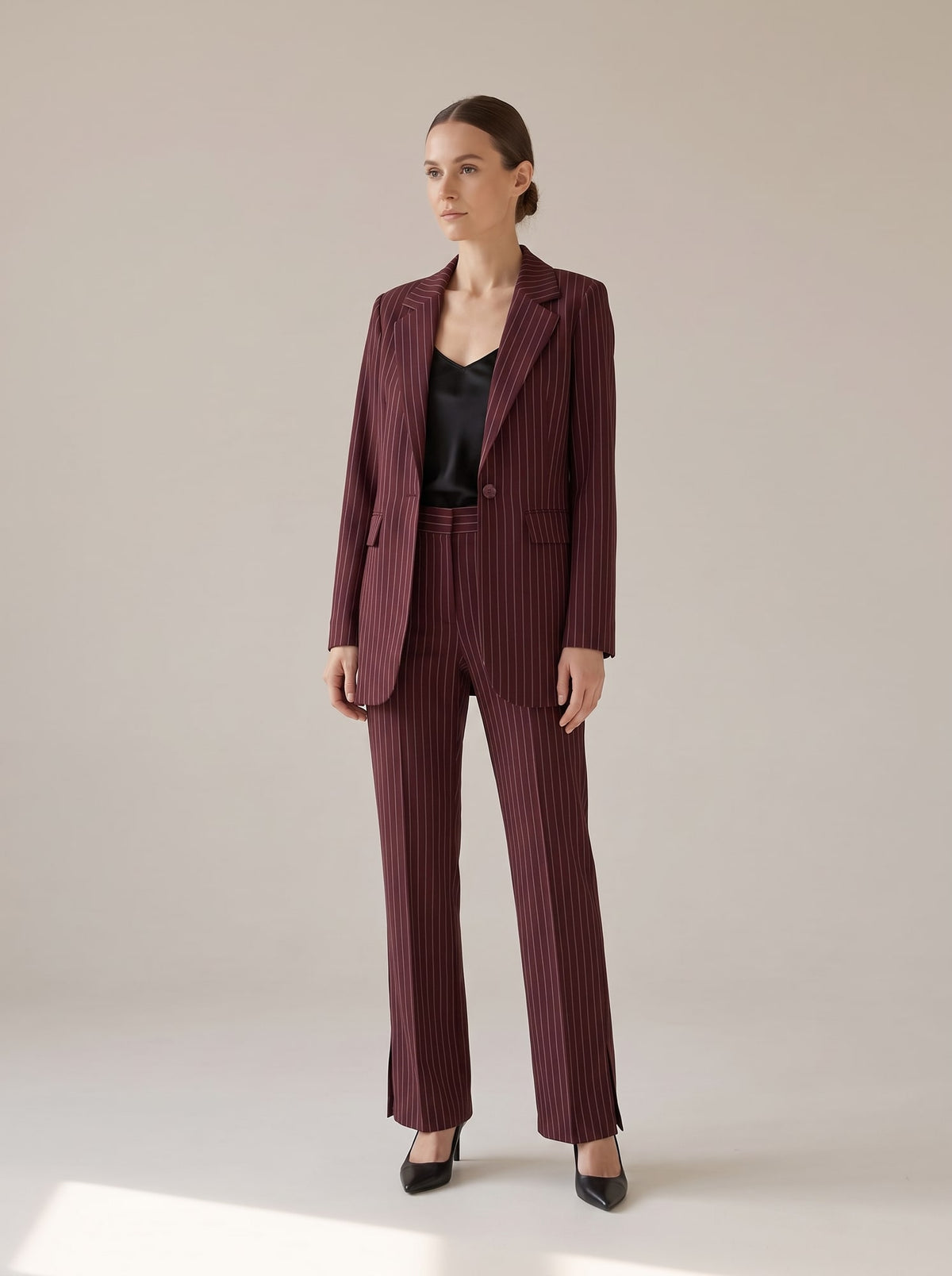 TAILLEUR GESSATO CON CINTURA Burgundy - indossato - IRONICA