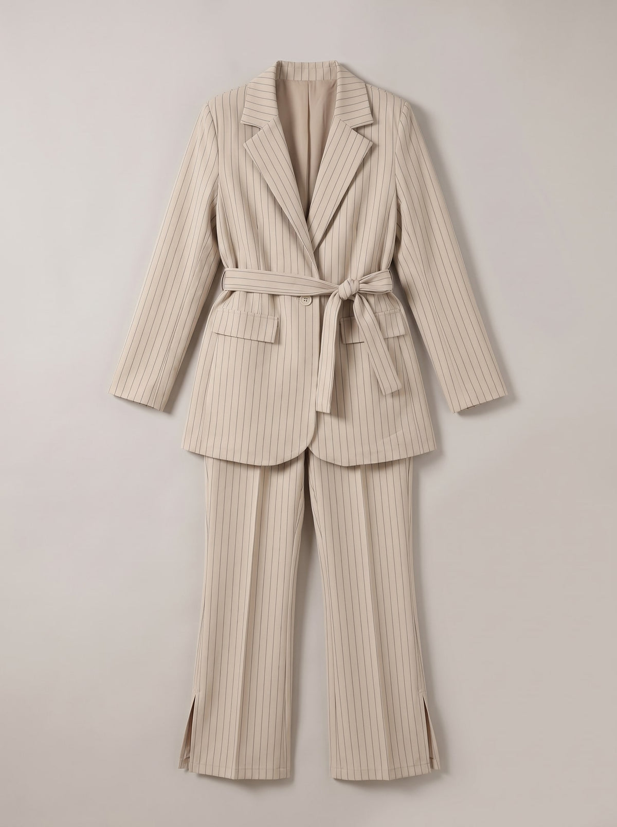 TAILLEUR GESSATO CON CINTURA Crema - still life - IRONICA