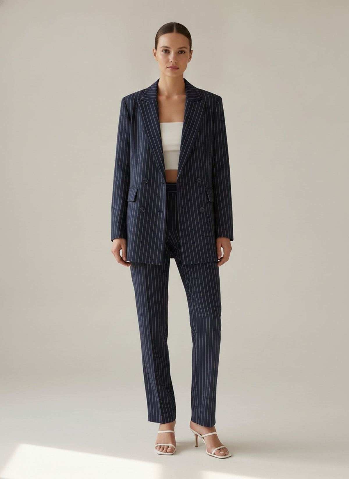 TAILLEUR OVERSIZE GESSATO Blu - indossato - IRONICA