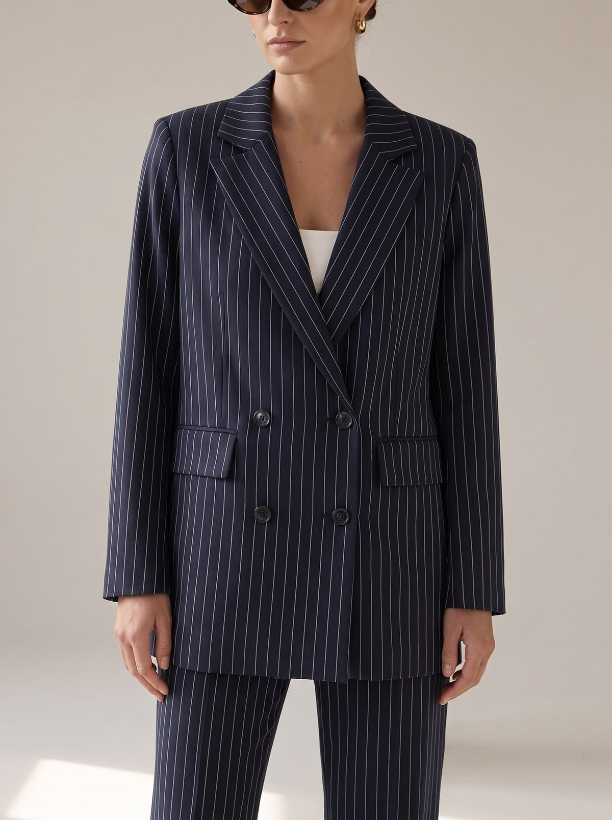 TAILLEUR OVERSIZE GESSATO Blu - dettaglio - IRONICA