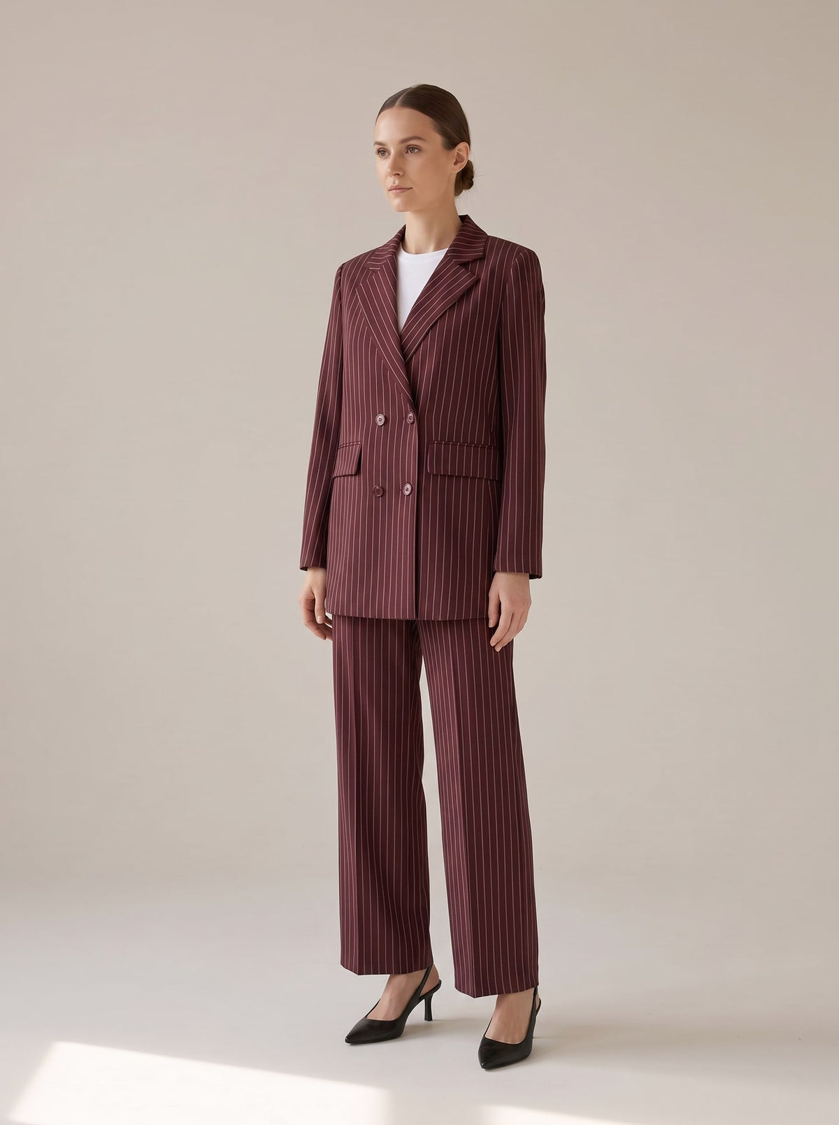 TAILLEUR OVERSIZE GESSATO Burgundy - indossato - IRONICA