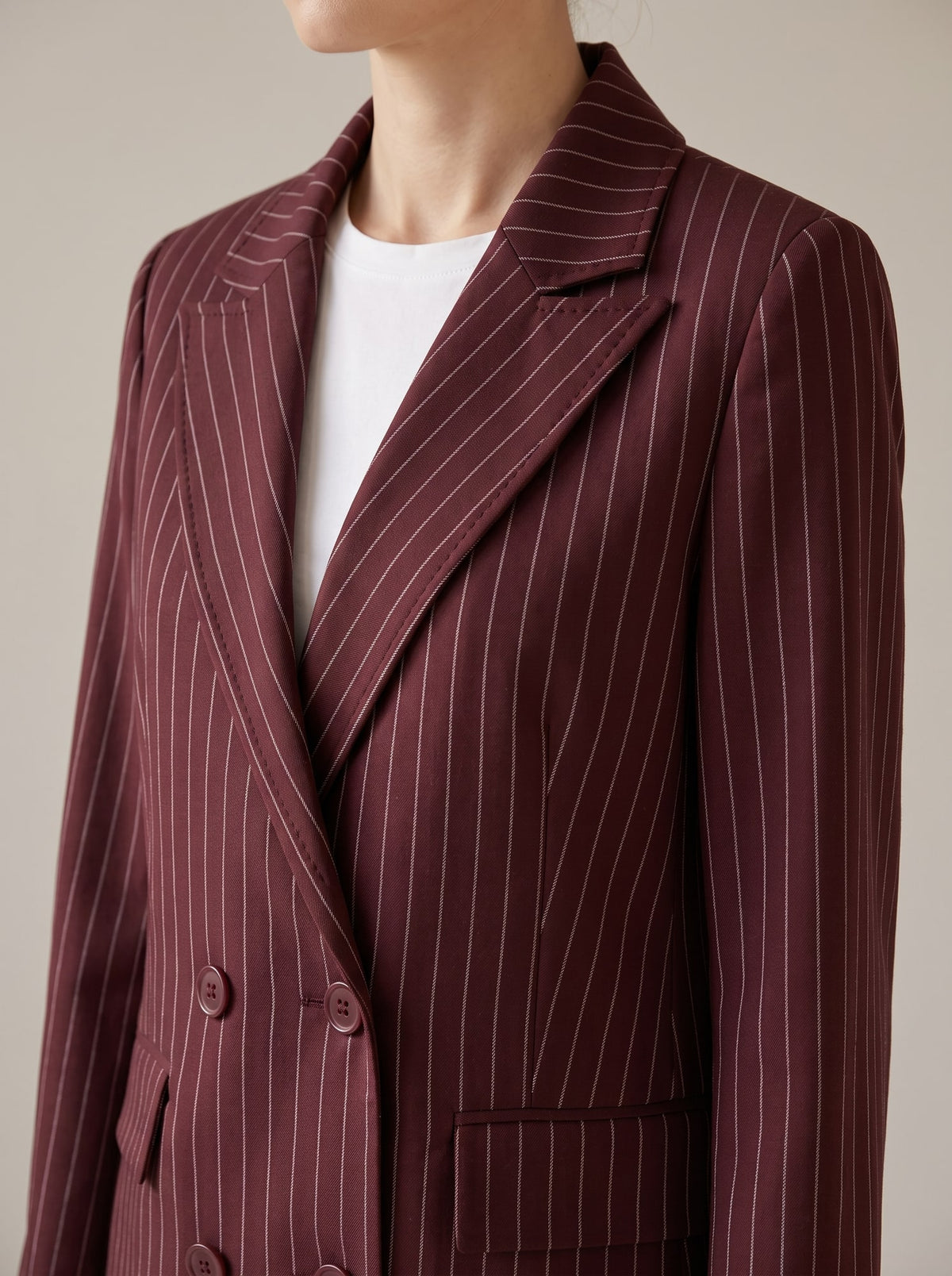TAILLEUR OVERSIZE GESSATO Burgundy - dettaglio - IRONICA