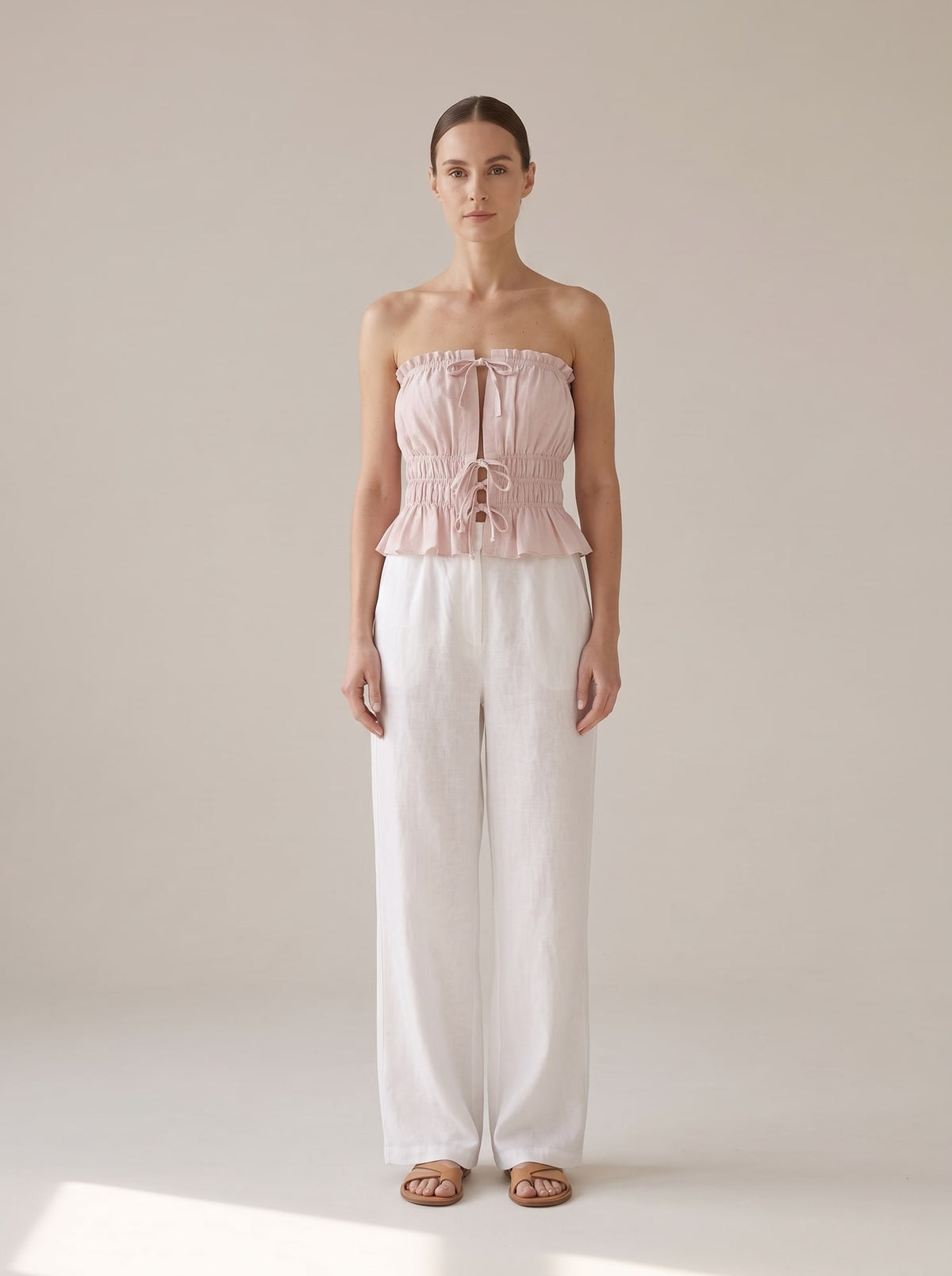 TOP A FASCIA CON LACCETTI Rosa Chiaro - indossato - IRONICA