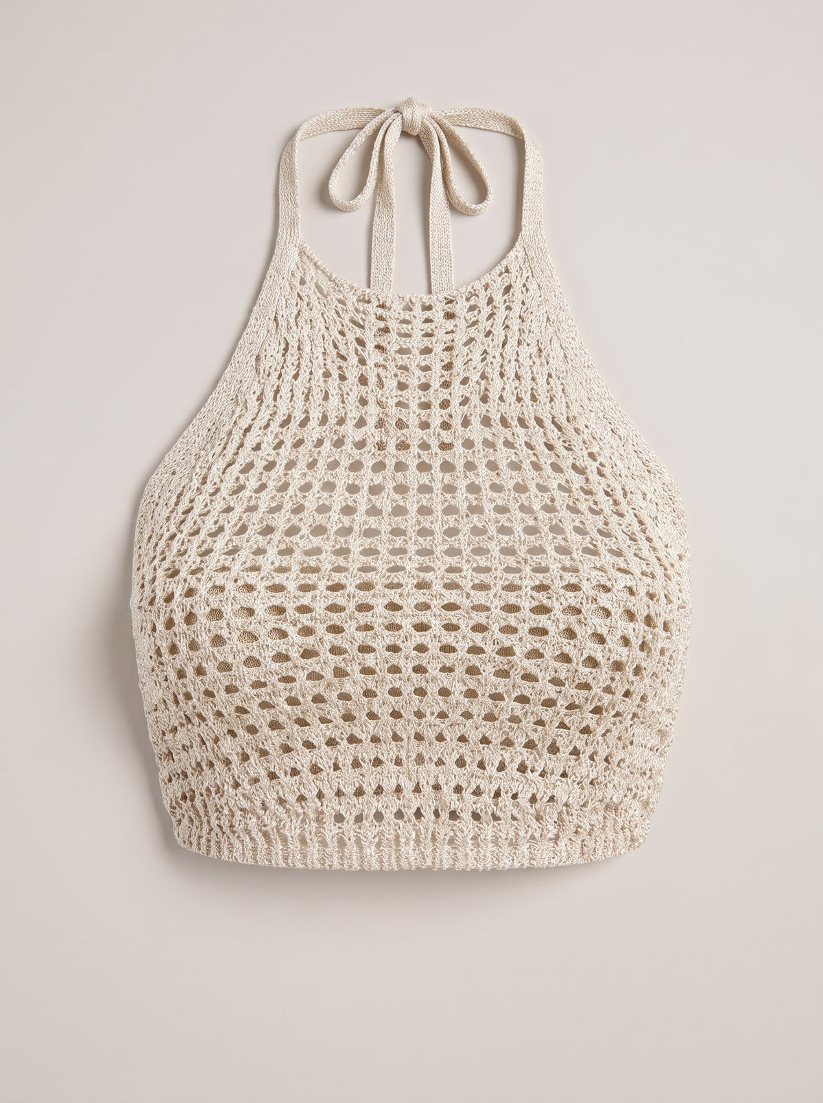 TOP CROPPED IN MAGLIA TRAFORATA Bianco - still life - IRONICA