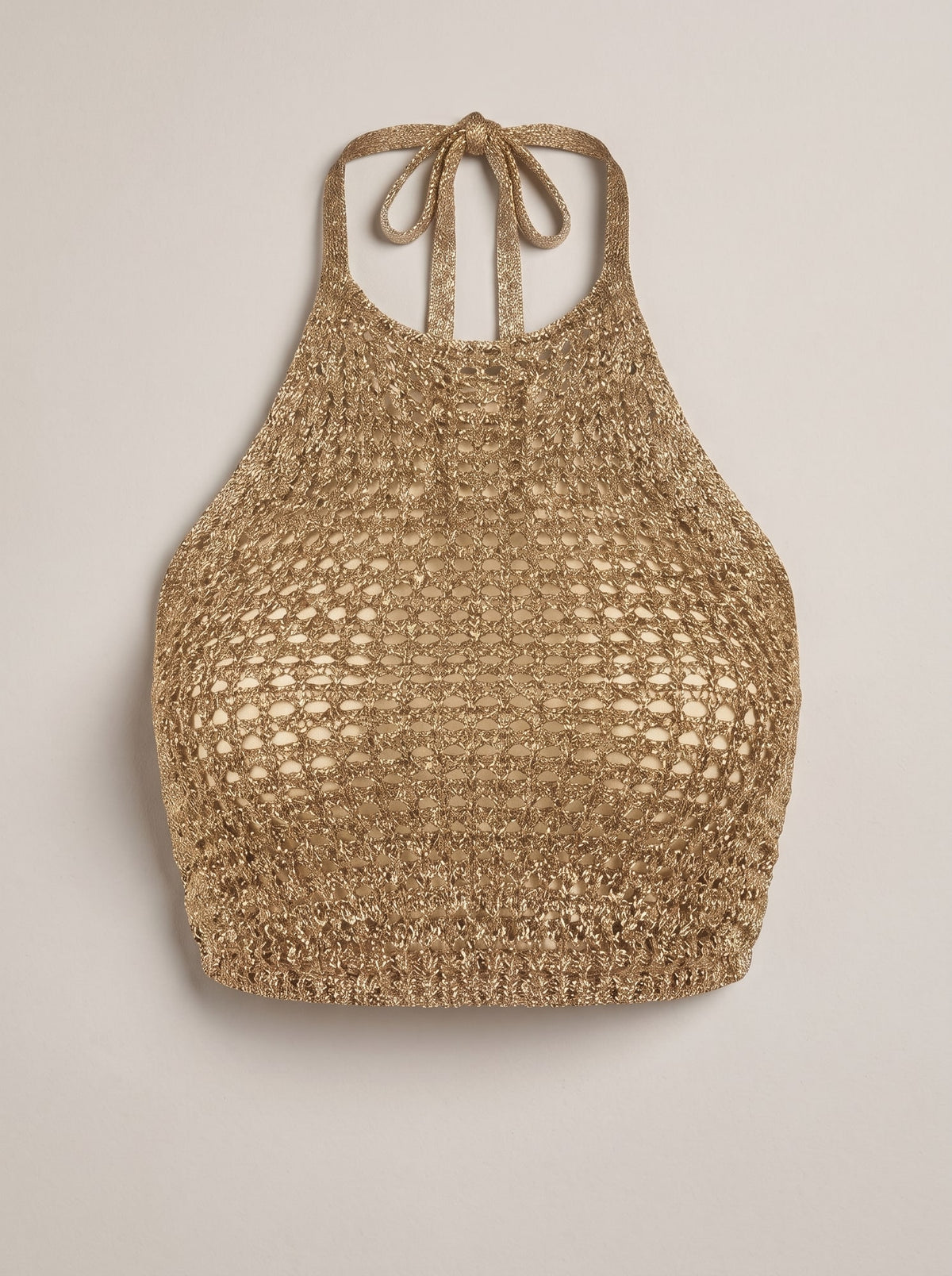 TOP CROPPED IN MAGLIA TRAFORATA Champagne - still life - IRONICA