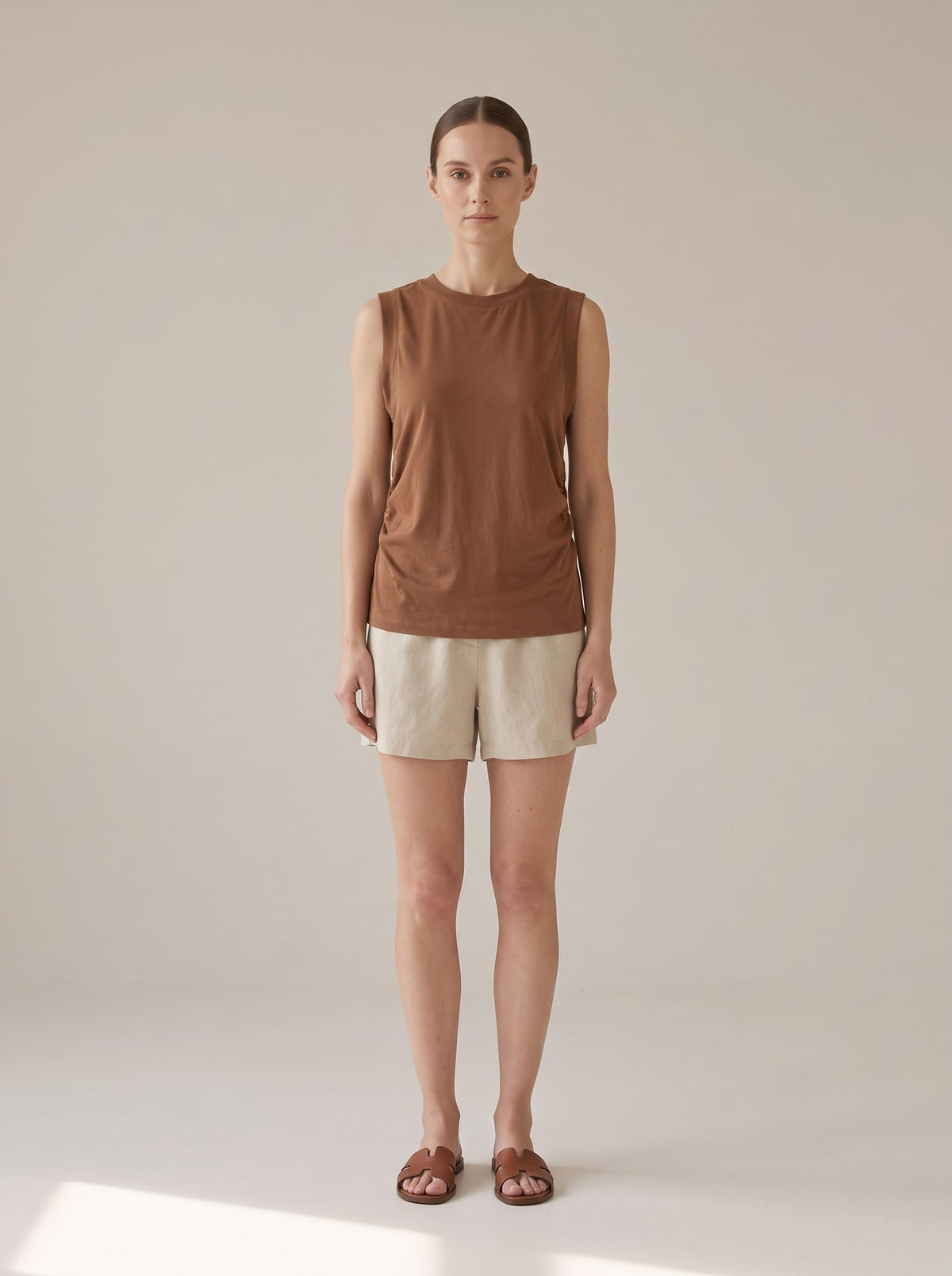 TOP IN JERSEY CON ARRICCIATURE Coccio - indossato - IRONICA
