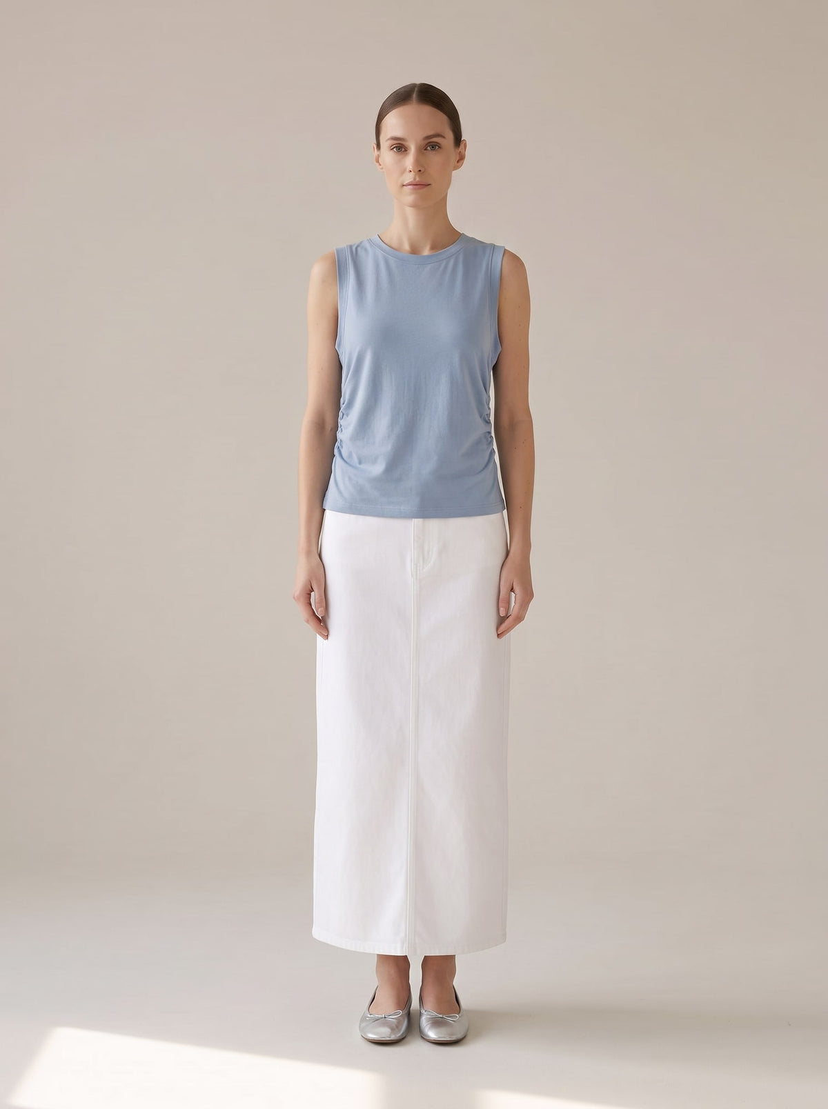 TOP IN JERSEY CON ARRICCIATURE Polvere - indossato - IRONICA