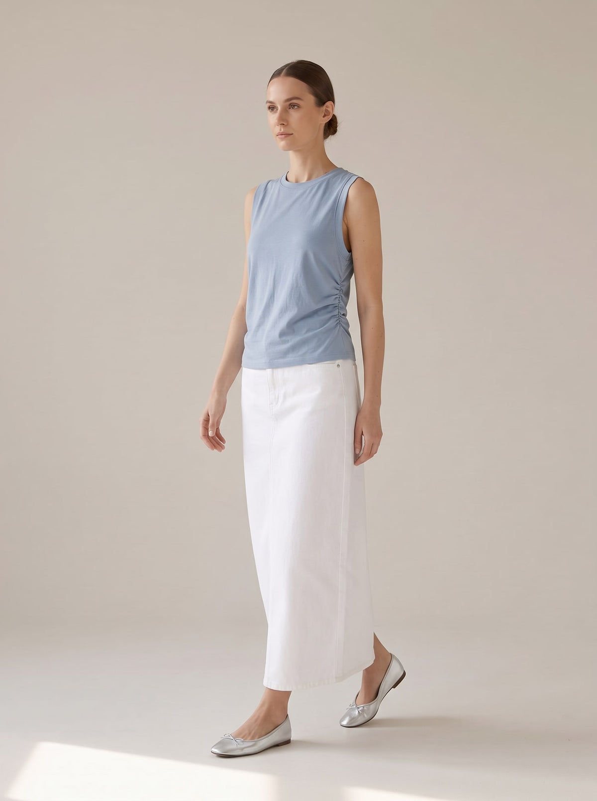 TOP IN JERSEY CON ARRICCIATURE Polvere - in movimento - IRONICA