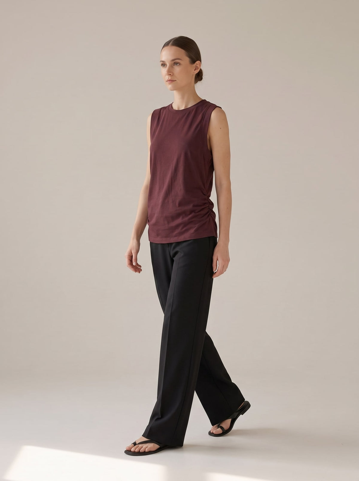 TOP IN JERSEY CON ARRICCIATURE Vino - in movimento - IRONICA
