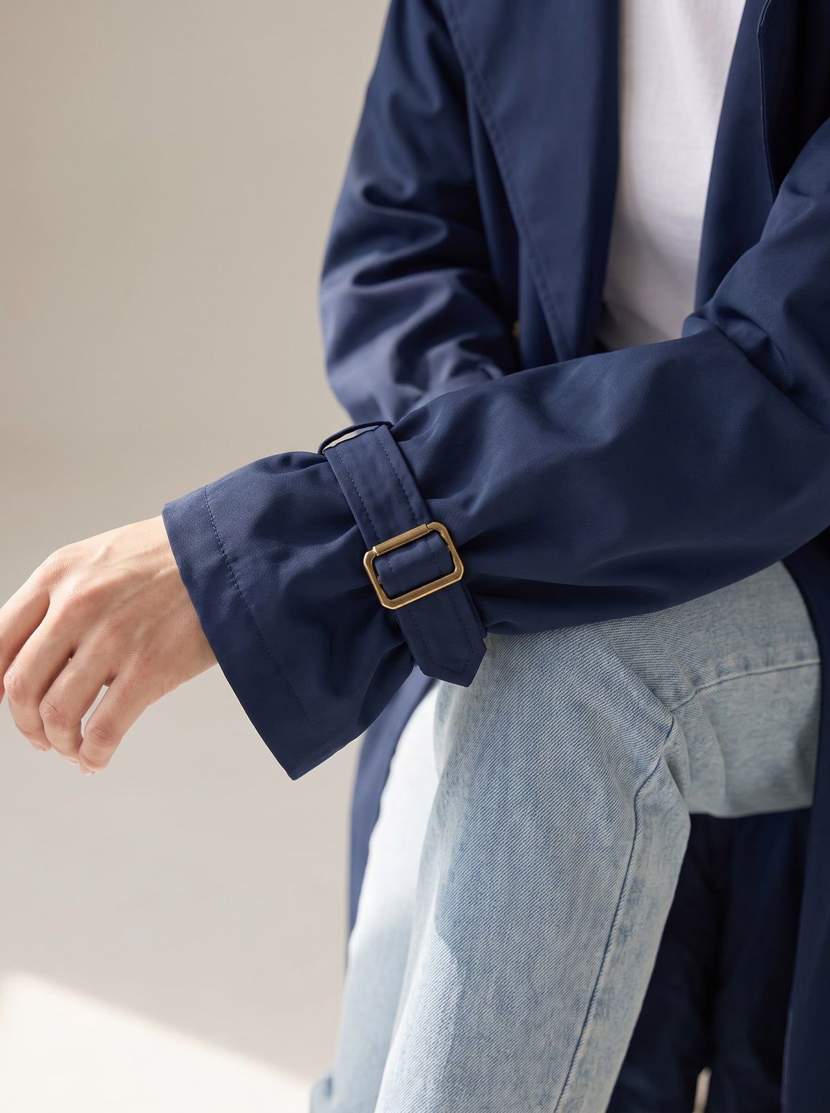 TRENCH DOPPIOPETTO CON CINTURA Blue Navy - dettaglio - IRONICA