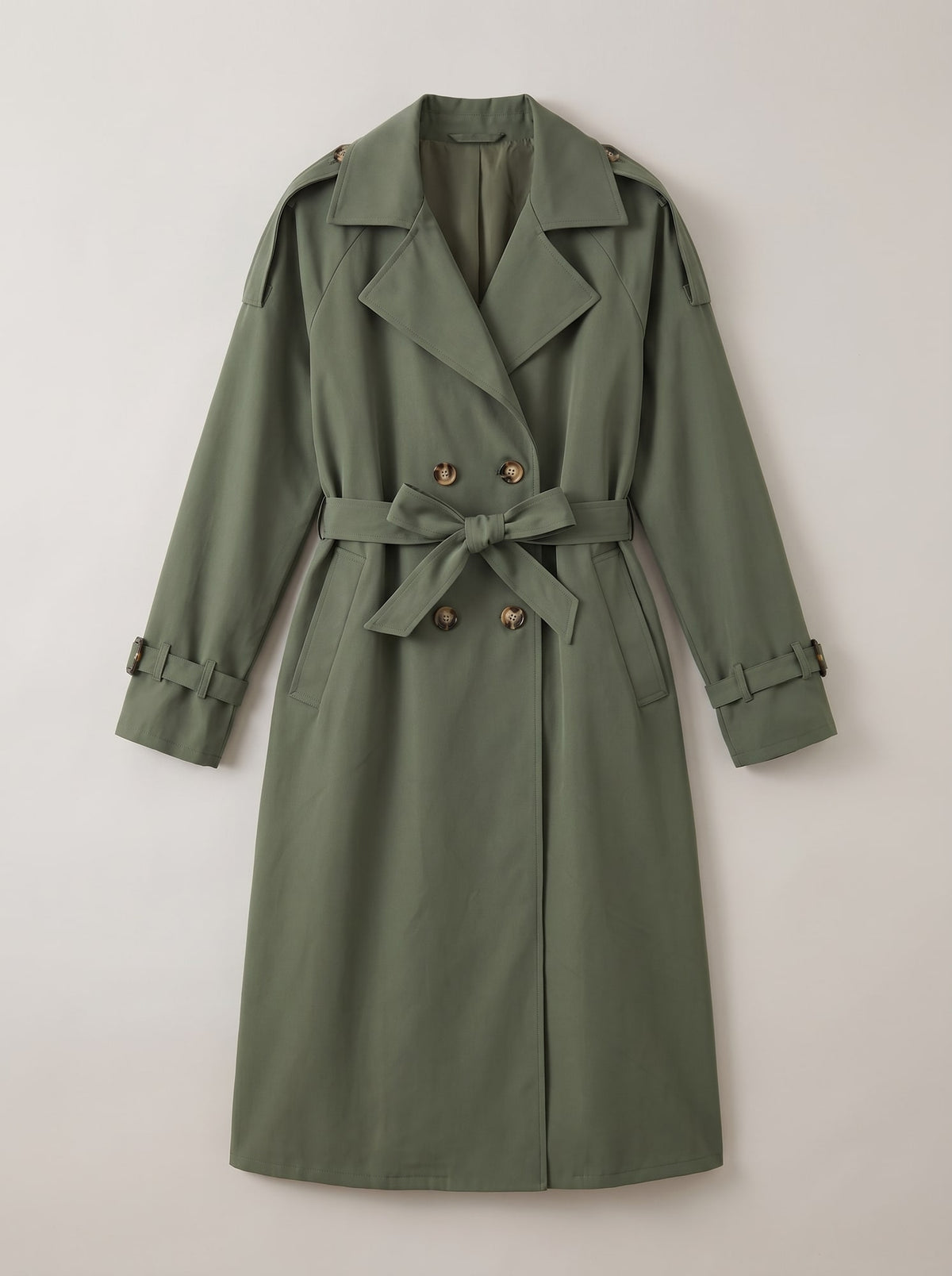 TRENCH DOPPIOPETTO CON CINTURA Militare - still life - IRONICA