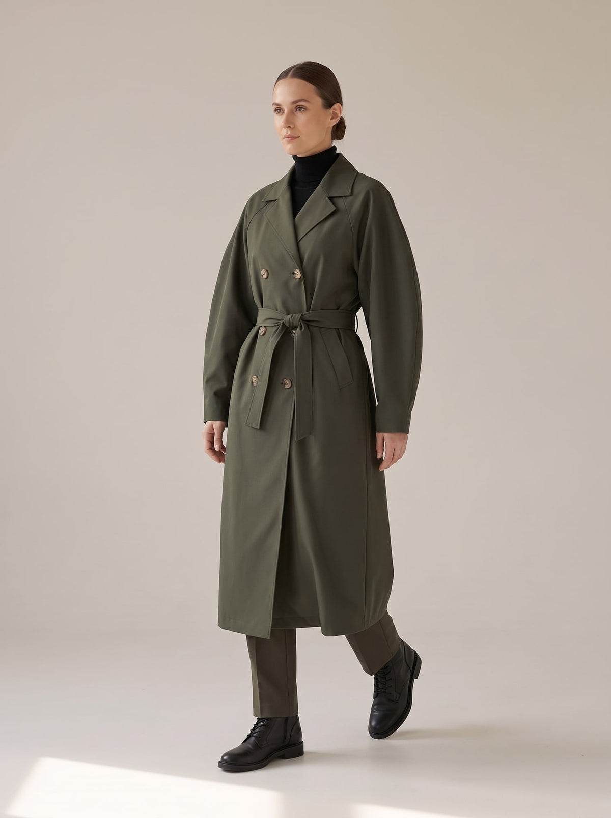 TRENCH OVERSIZE CON CINTURA Militare - in movimento - IRONICA