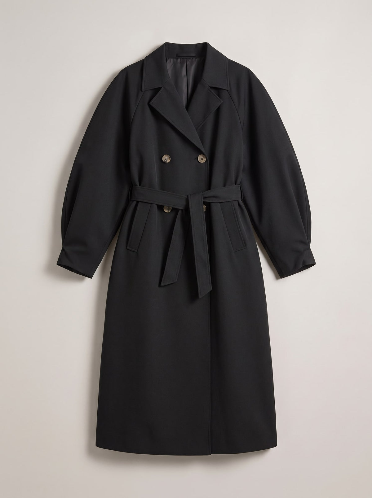 TRENCH OVERSIZE CON CINTURA Nero - still life - IRONICA